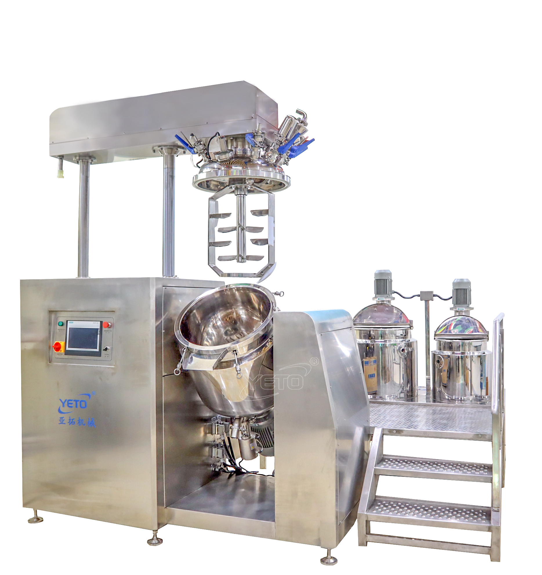 Вакуумный эмульгирующий смеситель YETO, 500 л, для изготовления косметических средств, шампуня, лосьона для тела, шампуня, вакуумный гомогенизирующий смеситель
