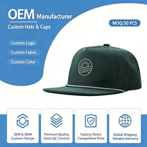 Gorra Snapback de Algodón Verde con Logotipo Bordado de Alta Calidad, Visera Plana, 5 Paneles, para Exteriores, con Cuerda, OEM, Venta al por Mayor Personalizada - Product Image 1
