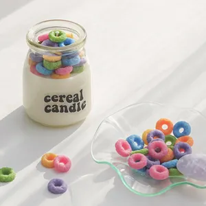 Cute unbranded scented candle in Yogurt Pudding Bottle Sweet Cereal in Glass Cup Soy Wax Scented Candles