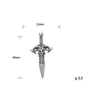 European American <b>Style</b> Titanium Steel Ram <b>Head</b> Sword Pendant Men's Stainless Steel Necklace 190194 - Product Image 5