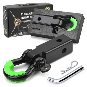 2 Inch Shackle Hitch Receiver With Pins 41890Lbs Break Strength Heavy Duty And Solid With 3/4" D Ring Shackle Towing Accessories
