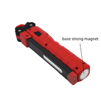Gelenkige, klappbare COB-LED-Arbeitsleuchte mit 360° verstellbarem Arm, USB-wiederaufladbar, Robustes rotes Design für Mechaniker und Outdoor-Einsatz