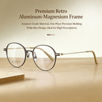 2476 Bingkai Kacamata Gaya Jepang Full-rimmed Unisex Anti-selip dengan Bantalan Hidung Permukaan Polos Ultra-ringan dari Aluminium-magnesium
