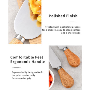 4 6 Miếng thoải mái grip pho mát dao đặt lưỡi thép không gỉ gỗ tre xử lý spreader ngã ba Slicer Hướng dẫn sử dụng hộp quà tặng bao gồm - Product Image 4