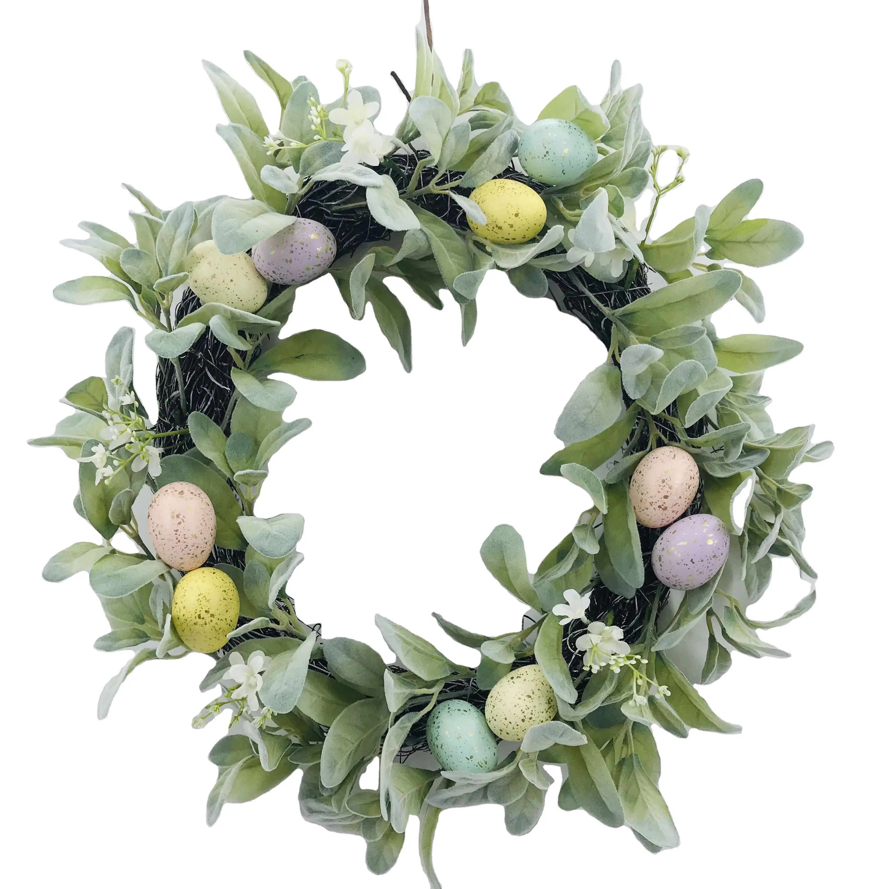 hot sells 2023 new Artificial party Decorative wall Hanging ornaments Rattan Easter eggs Wreath