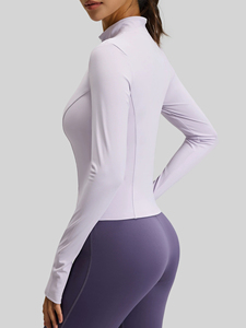 F75 Vente chaude Vêtement de sport à manches longues Respirant Confortable Haute qualité Vêtement de sport de fitness Fermeture éclair avant Veste de yoga - Product Image 2