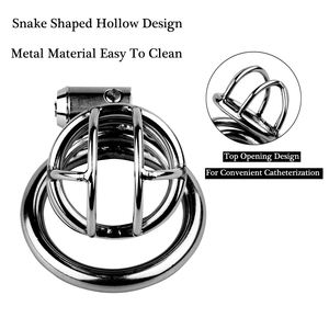 <span class=keywords><strong>Cage</strong></span> de chasteté en acier inoxydable pour hommes, jouets sexuels courts en métal SM pour hommes, dispositif de verrouillage du pénis pour la conquête des désirs sexuels - Product Image 5