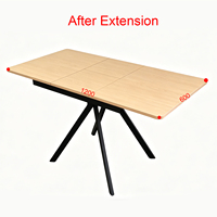 Table à manger moderne pliable et extensible, petite table extensible avec plateau en bois, pieds en acier, gain de place, longueur réglable, cuisine