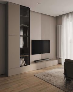 Mobile TV Moderno in Legno con LED, Pannello Contenitore e <span class=keywords><strong>Vetrina</strong></span> Espositiva per Arredamento Completo <span class=keywords><strong>Soggiorno</strong></span> o Accessorio Camera da Letto - Product Image 4