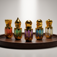 Flacon de parfum haut de gamme octogonal à facettes de 3, 6, 12 ml avec boîtier doré, design pierre précieuse, applicateur à bille pour bâtonnet, rechargeable, bouchon à vis, emballage carton