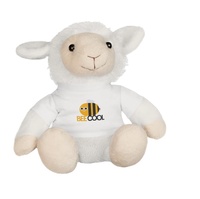 T-shirt personnalisé avec logo, jouet en peluche doux en forme de mouton blanc pour enfants