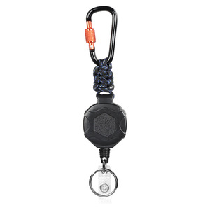 Porte-badge robuste avec mousqueton, enrouleur rétractable pour badge, porte-clés extensible avec cordon en acier et paracorde - Product Image 3