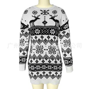 Custom <strong>Christmas</strong> Long Sleeve Crew Neck Geometric Jacquard Knit <strong>Dress</strong> Sweater <strong>Women</strong> <strong>Jumper</strong> - Product Image 3