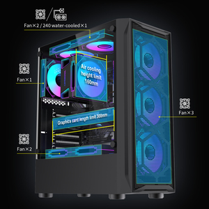 Boîtier de <span class=keywords><strong>PC</strong></span> de jeu Lovingcool ATX Full Tower avec panneau frontal en maille, côtés en verre trempé, prend en charge un radiateur de 240 mm, excellent flux d'air - Product Image 3