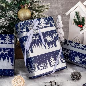 Christmas Wrapping Paper Jumbo Roll Blue Silver Sleigh Forest Scene 250 Sq Ft Recyclable Gift Craft Use - Product Image 4