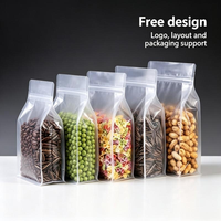 Sachet scellé à huit côtés en PE de qualité alimentaire, personnalisable en matière, taille et couleur, faible MOQ, avec fermeture éclair pour snacks, aliments secs et fruits