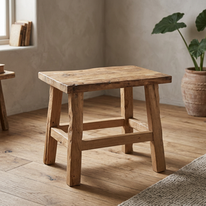 Taburete Rectangular de madera de teca reciclada, respetuoso con el medio ambiente, hecho a mano - Product Image 2