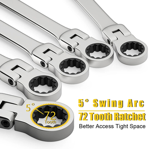 Ratcheting Combination Wrench Set 6-22mm Metric Flex Head Ratcheting Wrench Chrome Vanadium Steel Spanner with Bag - Product Image 4