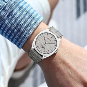 CURREN <span class=keywords><strong>Montre</strong></span> à quartz minimaliste à la main sans seconde pour hommes, montres-bracelets à la mode minces et légères avec <span class=keywords><strong>bracelet</strong></span> en cuir 8480 - Product Image 4