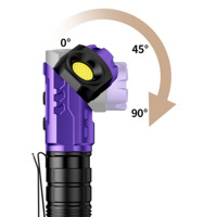 Lampe torche LED UV violette 395 nm, tactique, en alliage d'aluminium, lampe frontale rotative d'urgence, lampe de poche portable pour le camping en extérieur