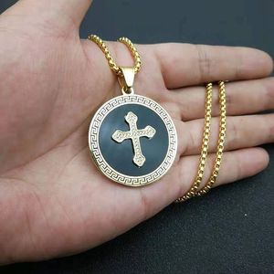 yunnique Stainless Steel Gold Plated <b>Cross</b> Pendant Necklace With Micro Inlaid Zircon For Men And Women Fashion Jewelry - Product Image 5