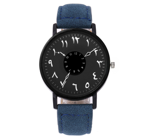 Vecchio orologio al quarzo con quadrante arabico con cinturino in pelle orologio da polso da uomo - Product Image 2