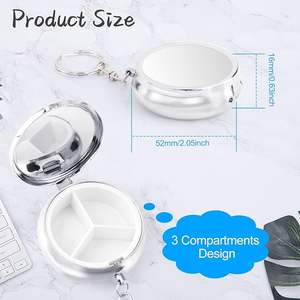Étui <span class=keywords><strong>à</strong></span> pilules en métal porte-médicaments rond porte-clés Mini <span class=keywords><strong>boîte</strong></span> <span class=keywords><strong>à</strong></span> comprimés <span class=keywords><strong>de</strong></span> médicaments avec 3 compartiments pour sac <span class=keywords><strong>à</strong></span> main <span class=keywords><strong>de</strong></span> <span class=keywords><strong>poche</strong></span> voyage en plein air quotidien - Product Image 2