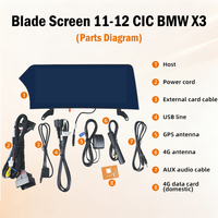 Pantalla de Navegación HD Estilo Blade de 12.3 Pulgadas para BMW X3/X4 2010-2013 con Sistema CIC, Bluetooth, Estéreo para Auto, Funciones Originales del Vehículo