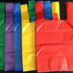 ถุงช้อปปิ้ง PE สีสันสดใส ราคาถูก พิมพ์ลายกราเวียร์ ใส่โลโก้เองได้ ถุงใส่ของแบบเสื้อยืด สำหรับร้านขายของชำ - Product Image 2