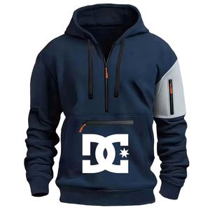 سترة رياضية شتوية كاجوال للرجال بغطاء للرأس وسحاب، متعددة الجيوب، بنمط صلب أو مطبوع، مع إمكانية وضع شعار مخصص، تصميم فضفاض، محبوكة بشكل ثقيل - Product Image 3