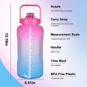 Motivational Gradient Water Bottle with Time Marker Straw, <b>Large</b> Capacity Gym Bottle for Fitness, Leakproof - Product Image 4