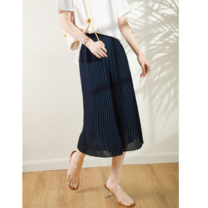 กางเกงขาบานผ้าชีฟองจับจีบแฟชั่นใหม่กางเกงครอปทรงหลวมบางสำหรับผู้หญิง - Product Image 3