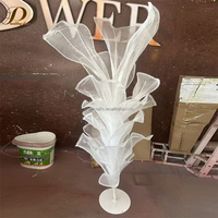 Décoration de mariage et d'événements JINDA, installation artistique géante en organza de soie blanche faite à la main, centre de table, support floral