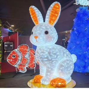 Lumières <span class=keywords><strong>de</strong></span> décoration extérieures pour <span class=keywords><strong>la</strong></span> rue, cadre en fer, motif 3D, grande sculpture d'animal lapin en LED, <span class=keywords><strong>paysage</strong></span>, IP65 - Product Image 1