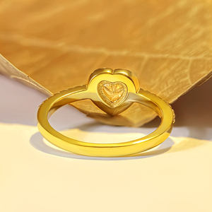Anello di fidanzamento FOXI placcato in oro 18k cuore <span class=keywords><strong>D</strong></span> colore VVS Moissanite diamante anello di alone 925 <span class=keywords><strong>argento</strong></span> Sterling Moissanite anello di <span class=keywords><strong>nozze</strong></span> - Product Image 4