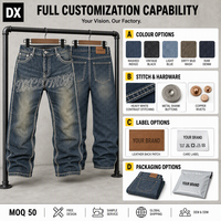 Jean Baggy Jacquard 14oz Indigo Personnalisé Atelier, Motif Damassé Laser, Grandes Coutures, Lavage Vintage, Pantalon Empilé, Streetwear OEM ODM