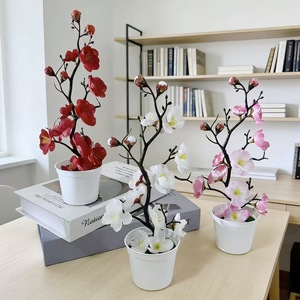 Bonsaï artificiel de fleurs de prunier du fabricant, pot rond de 28 cm, en plastique, décoration intérieure pour la maison, le bureau et le salon - Product Image 1
