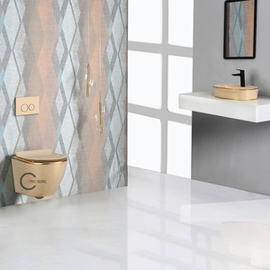 Venta caliente Inodoro de descarga Colgado en la pared P Trap Inodoro Cuenco Inodoro de esquina amarillo y dorado para Baño - Product Image 5