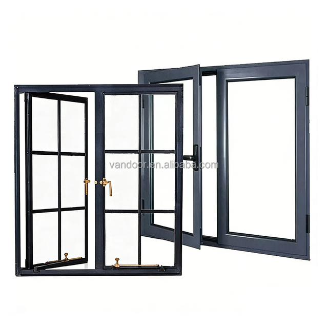 High Quality Modern Aluminum Casement Window with Tempered Glass Soundproof Energy Efficient