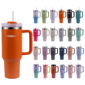 New 40 Oz Termos Tumbler With Handle And Straw Vacuum Reusable Travel Coffee Mug New Design Drink Bottle