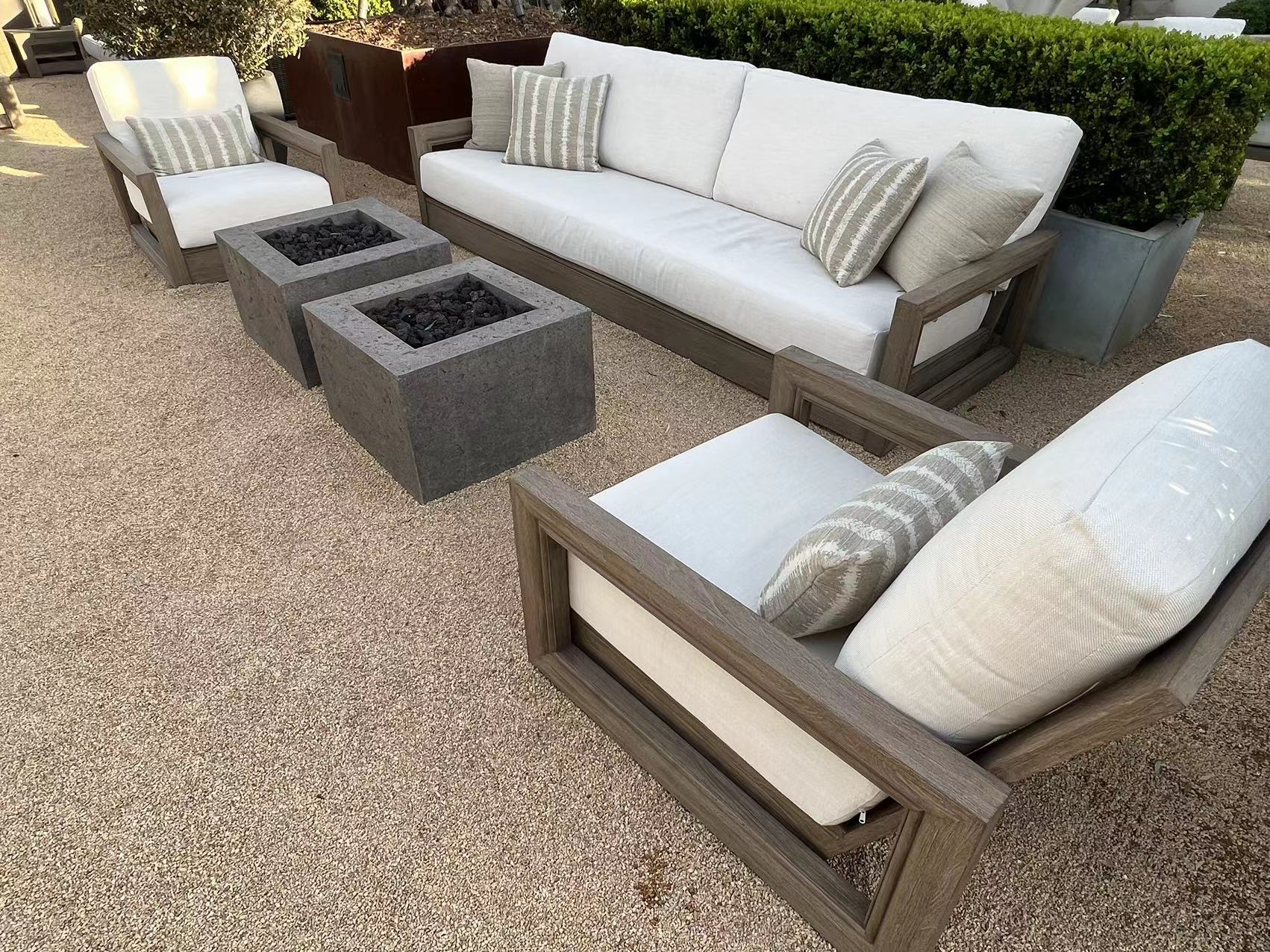 New arrival modern outside furniture outdoor waterproof teak wood patio garden sofa sets
