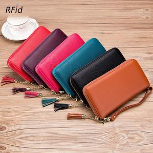 Ladies Zipper Clutch <b>Wallet</b> Long Genuine Leather <b>RFID</b> New Women's <b>Wallet</b> Ready to Ship - Product Image 1