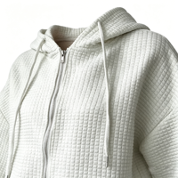 Sweat à capuche zippé gris automne polyvalent de haute qualité au-dessus du genou avec logo personnalisé pour femme