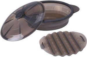 Olla de <span class=keywords><strong>silicona</strong></span> plegable para alimentos y verduras, vaporizador de <span class=keywords><strong>microondas</strong></span> de grado alimenticio, la mejor oferta - Product Image 2