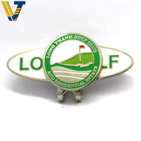Cadeaux promotionnels, conception de logo, marqueur de balle de golf en métal argenté plaqué or, clip pour chapeau