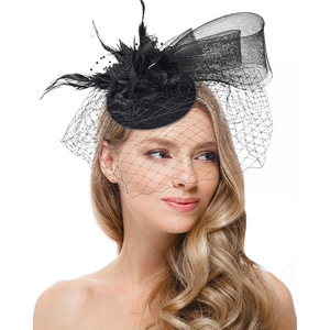 Wholesale Bridal <strong>Wedding</strong> Party Fascinators Hats With Veil and Feather Woman Tea Party Hats <strong>Wedding</strong> <strong>Top</strong> Caps Tiara for Bride - Product Image 1