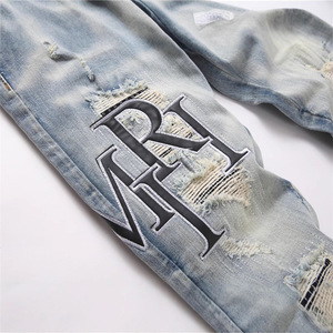 <span class=keywords><strong>Jeans</strong></span> <span class=keywords><strong>Skinny</strong></span> da <span class=keywords><strong>Uomo</strong></span> in Denim Blu Stile Punk, <span class=keywords><strong>Elasticizzati</strong></span> a Vita Media, Ricamati, per Primavera, Modello 3987 - Product Image 4