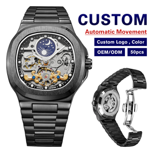 <span class=keywords><strong>Montre</strong></span> mécanique squelette pour <span class=keywords><strong>homme</strong></span> en acier inoxydable, avec réserve de marche, mouvement <span class=keywords><strong>automatique</strong></span> analogique, personnalisable avec votre logo, directement de l'usine. - Product Image 1