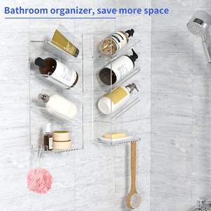 Organisateur <span class=keywords><strong>de</strong></span> salle <span class=keywords><strong>de</strong></span> bain en acrylique transparent, porte-shampoing mural, organisateur <span class=keywords><strong>de</strong></span> <span class=keywords><strong>douche</strong></span> avec ventouse, sans perçage et antirouille - Product Image 4