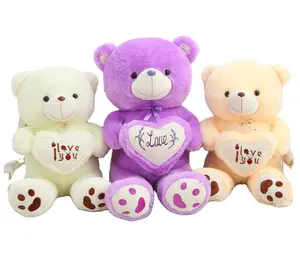 Yangzhou-peluche personalizado de oso de corazón de amor, juguete de peluche de tela, el mejor regalo de Navidad, fabricante del amanecer